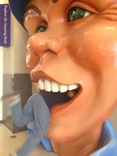 Me in the mouth of a huge bust at the Houston Museum of Health and Medical Science